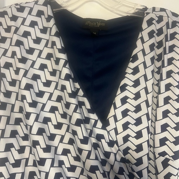 Peach Velvet Sleeveless Wrap Ruched Geometric Sheath Dress Sz14 Stretch - Picture 10 of 13